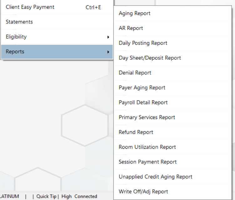 How to Navigate the Financial Menu – PIMSY EHR Help Desk
